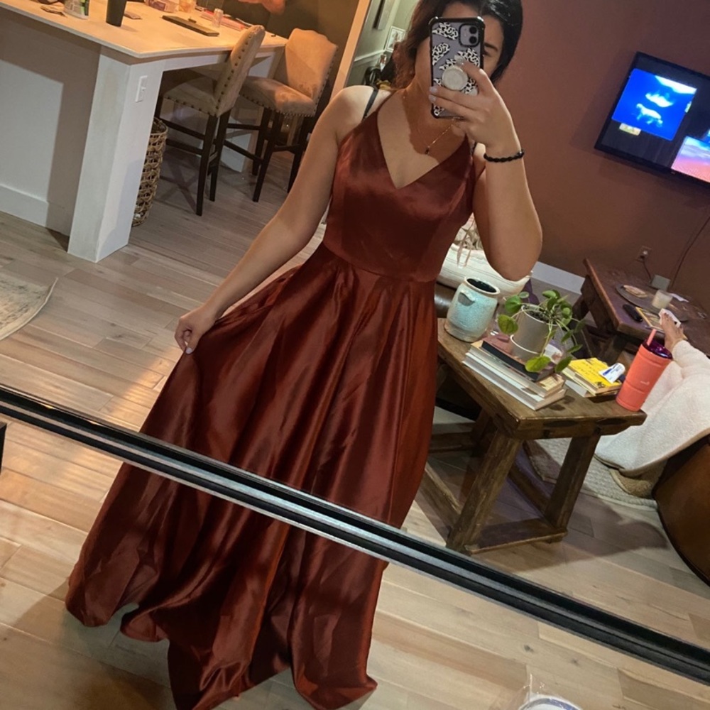 COPY - CELEBRATE DB STUDIO spaghetti strap satin a-line long bridesmaid dress